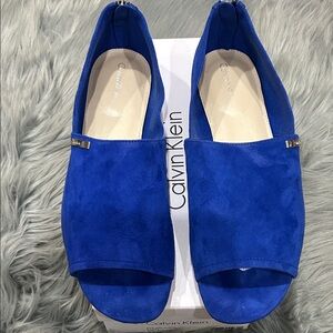 Calvin Klein Vibrant Blue Suede Mules
